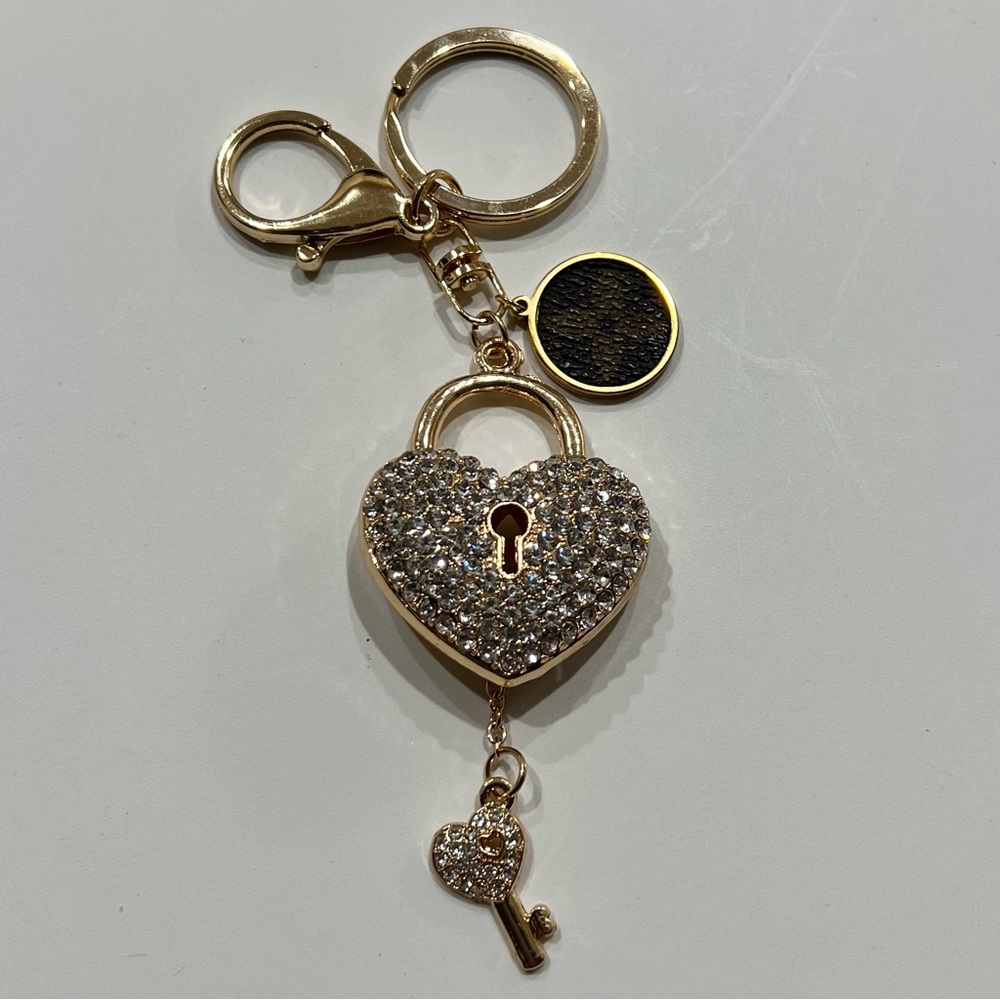 Reworked LV rhinestone heart lock and key